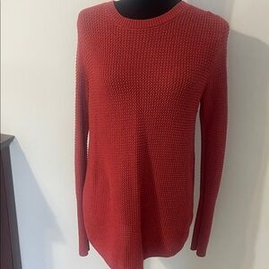 Women's Longer length harvest orange Knit Sweater with buttons down the back